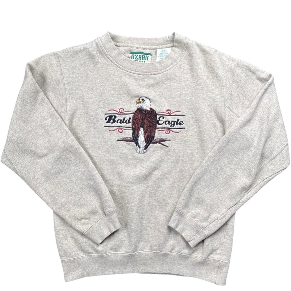 Vintage Ozark Trail‎ Bald Eagle Embroidered Crewneck Sweatshirt Small